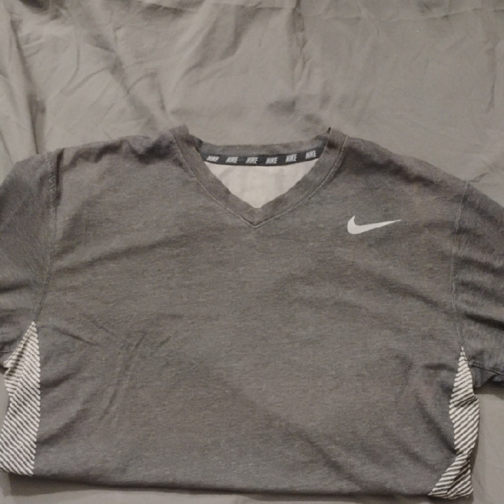 Nike Charcoal V-Neck Dri Fit Tee